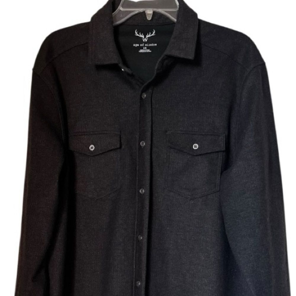Age Of Wisdom Classic Brown Timeless Business Casual Soft Button Down Shirt SZ L - Picture 7 of 15